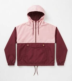Forever 21 Womens Anorak Jacket M Pink Maroon Colorblock Windbreaker Pullover